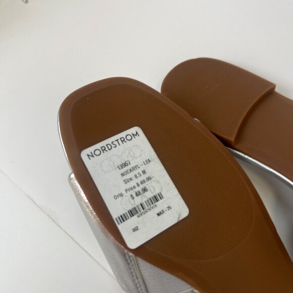 Nordstrom Caryl  Silver Metallic Sandals Women Slides Size 8.5 - Picture 6 of 6